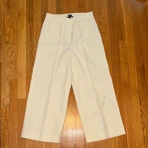J. Crew Sydney Wide Leg Pant in bi stretch cotton blend Ivory size 6